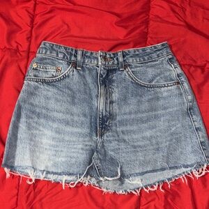 Topshop Blue Denim A-Line Shorts